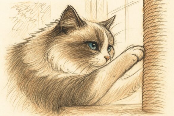 猫が爪とぎをしている様子——本能的な健康維持行動