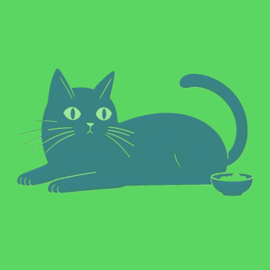 猫と食事のイラスト——真性肉食動物として進化した猫の栄養世界を研究データで解説