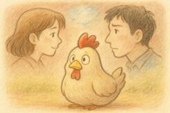 鶏が人間の顔を認識している研究イメージ