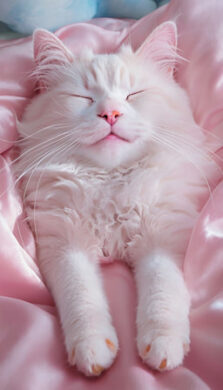 sleeping cat on the bed