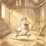 元気いっぱいに砂浴びをしている美しい羽毛のニワトリ