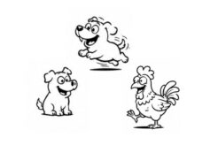 犬・豚・鶏のイラスト比較
