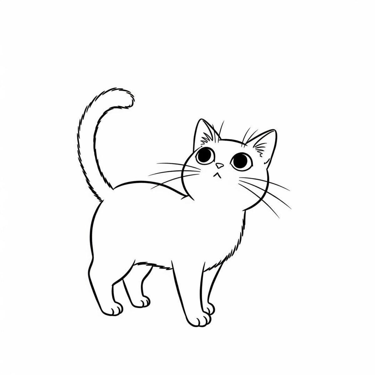 垂直に立てたしっぽの猫