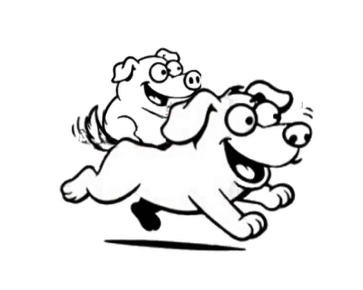 犬と豚のイラスト